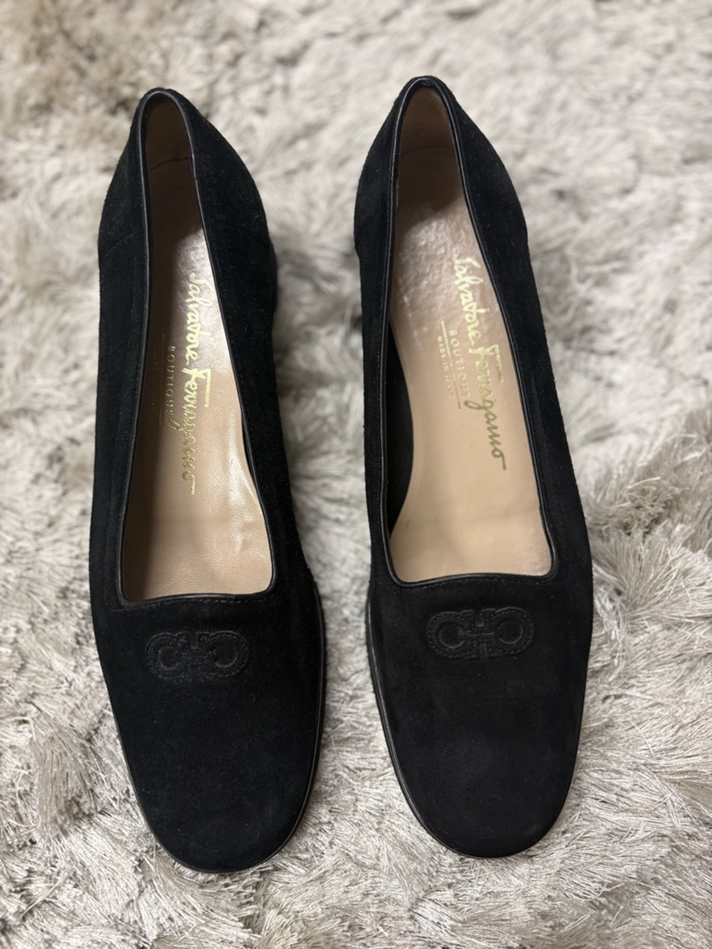 Salvatore Ferragamo Black Suede Women's Loafers sz 7.5